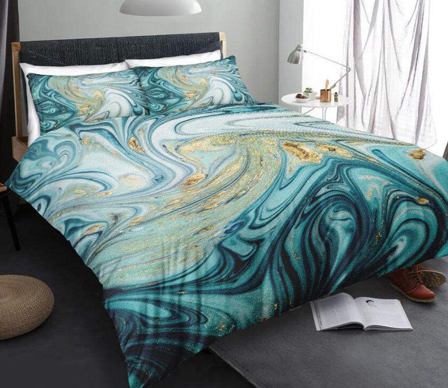 3D Green Marble 6101 Bed Pillowcases Quilt