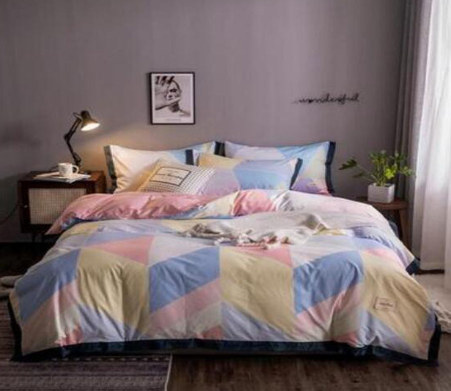 3D Yellow Pink Blue Diamond 14030 Bed Pillowcases Quilt