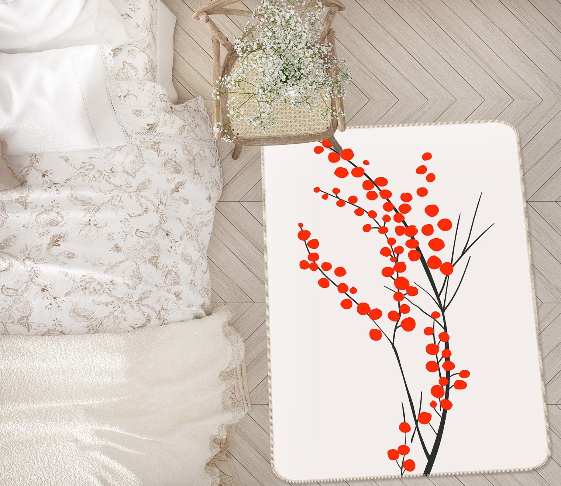 3D Red Plum 1139 Boris Draschoff Rug Non Slip Rug Mat