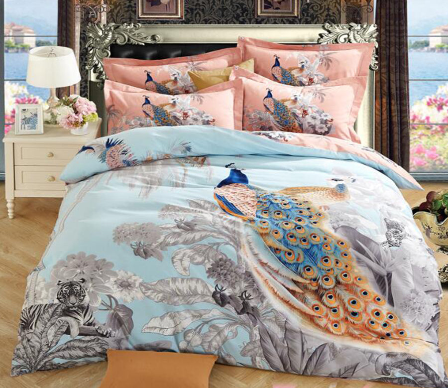 3D Peacock 7051 Bed Pillowcases Quilt
