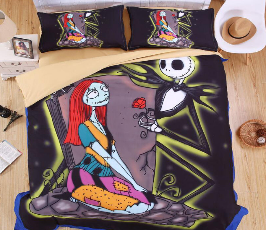 3D Zombie Couple Rose 6020 Bed Pillowcases Quilt