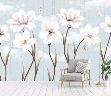 3D White Flowers 1513 Wall Murals Wallpaper AJ Wallpaper 2 