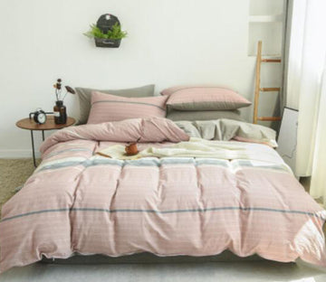3D Pink Gray Strip 15041 Bed Pillowcases Quilt