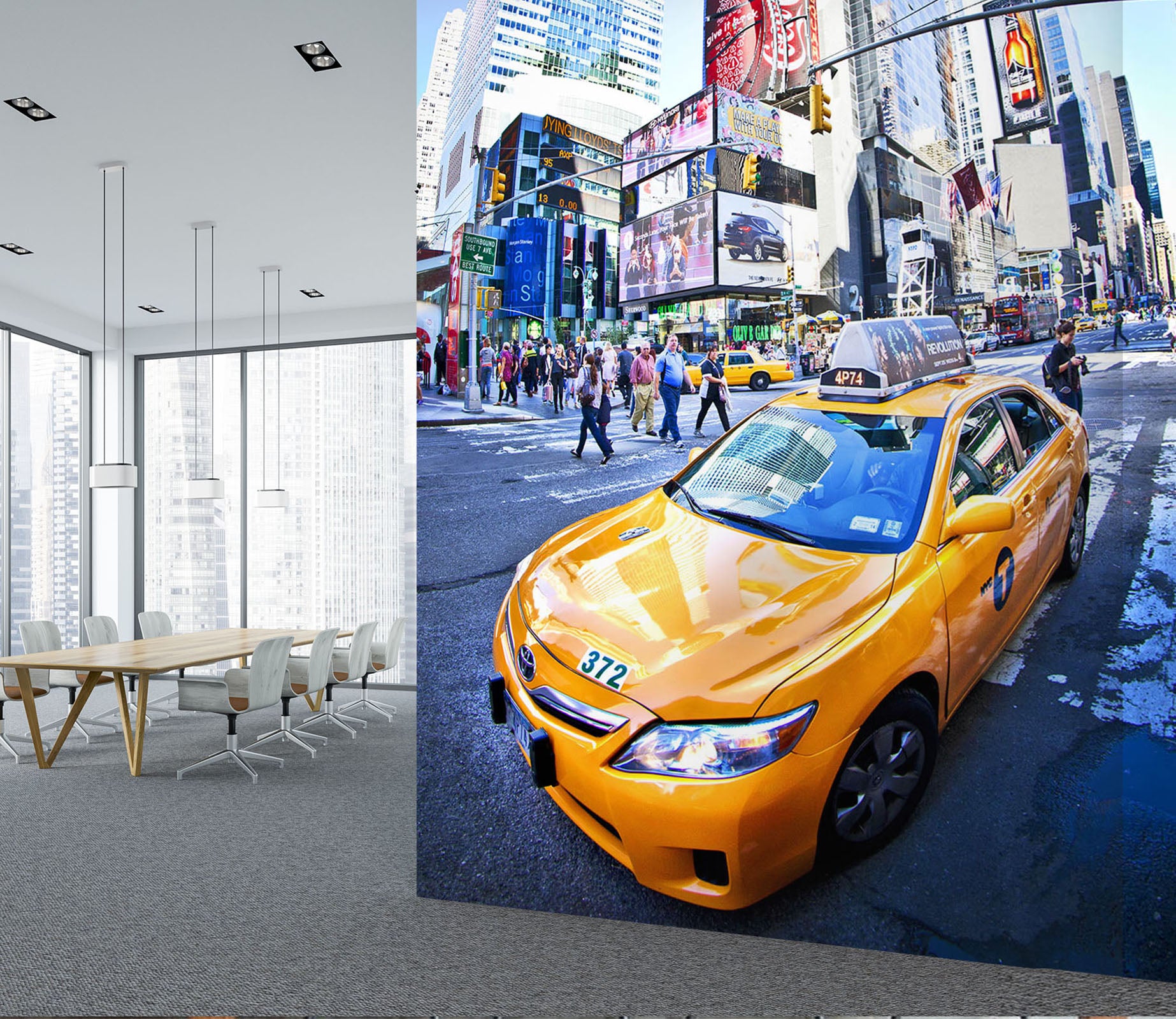 3D City Taxi 444 Vehicle Wall Murals