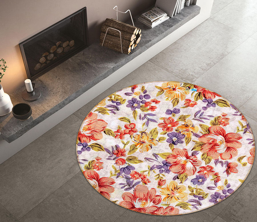 3D Flower Pattern 64104 Round Non Slip Rug Mat