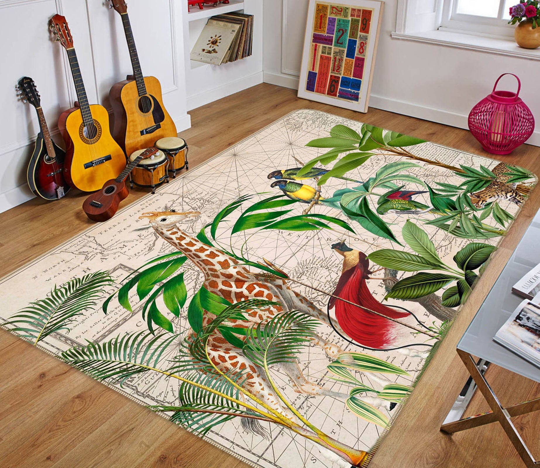 3D Palm Tree Map 1045 Andrea haase Rug Non Slip Rug Mat Mat AJ Creativity Home 