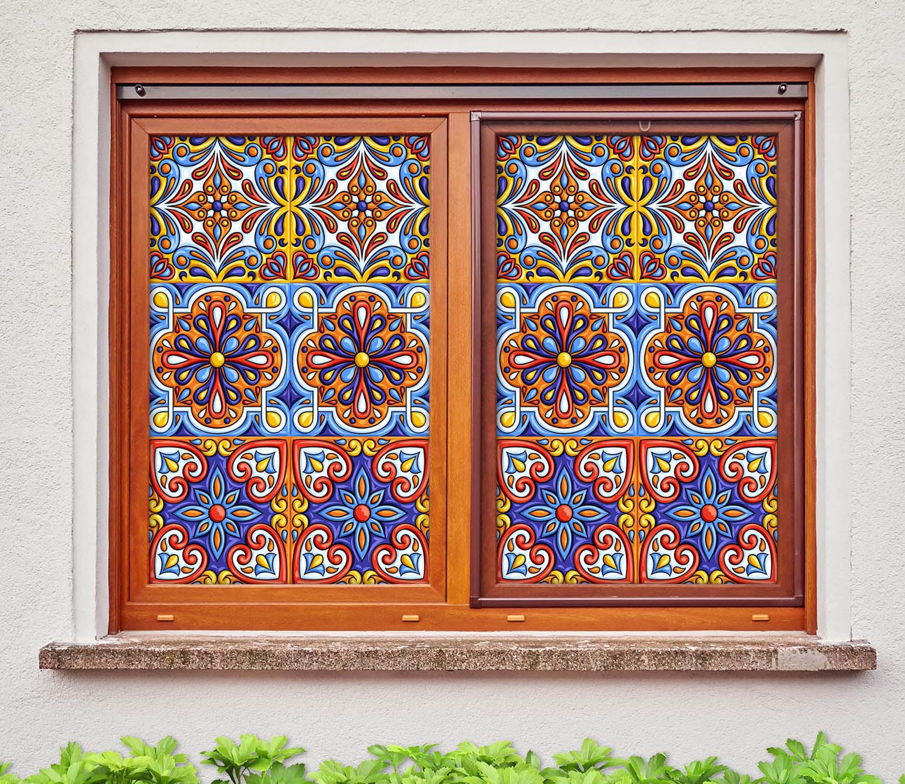 3D Embroidery Pattern 098 Window Film Print Sticker Cling Stained Glass UV Block