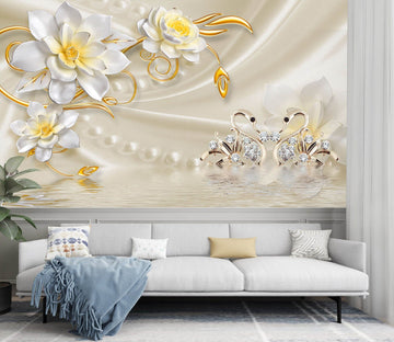 3D White Flowers 1463 Wall Murals Wallpaper AJ Wallpaper 2 
