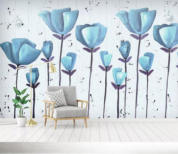 3D Blue Flowers 117 Wall Murals Wallpaper AJ Wallpaper 2 