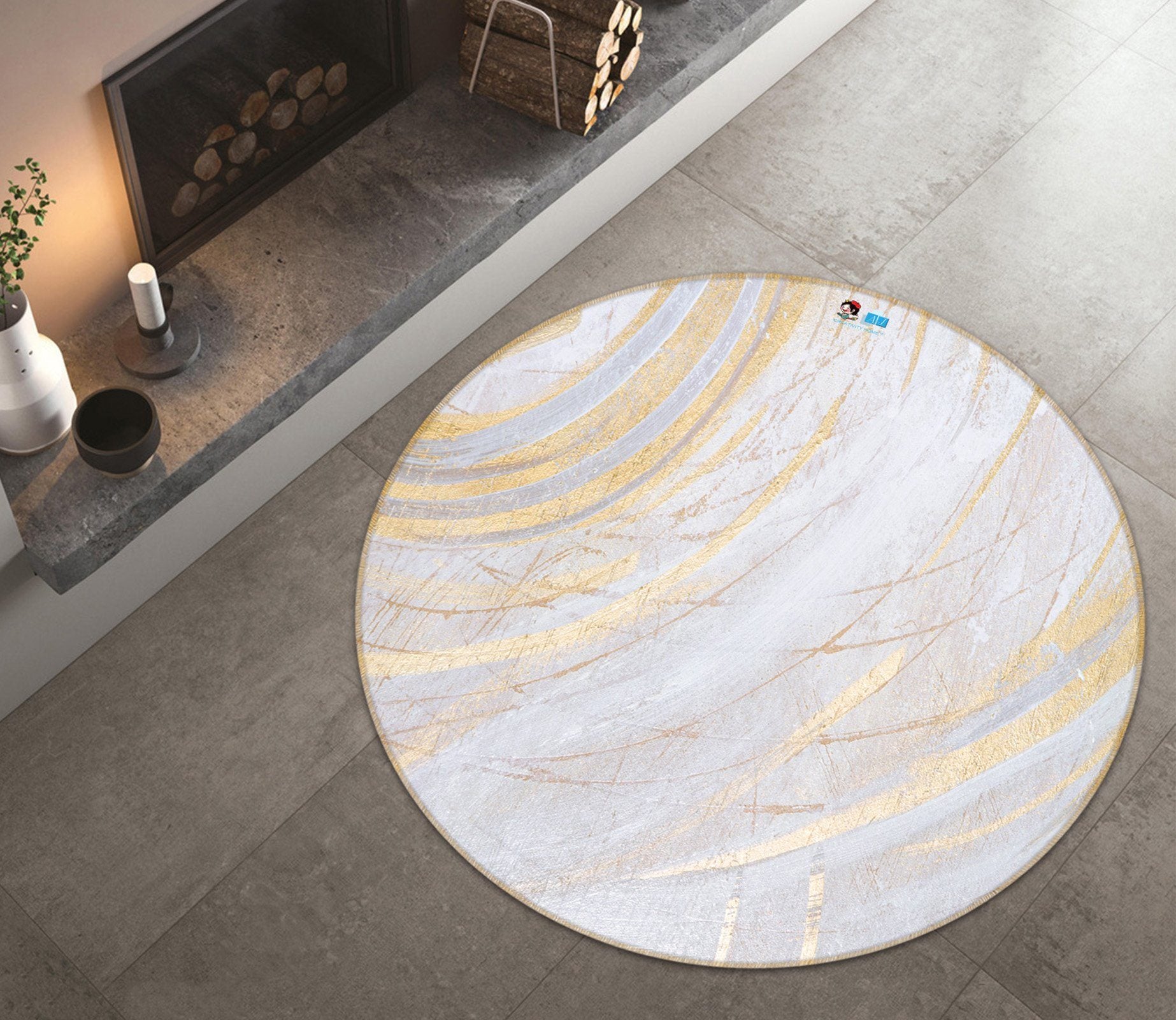 3D Gold Marble Texture 491 Round Non Slip Rug Mat Mat AJ Creativity Home 