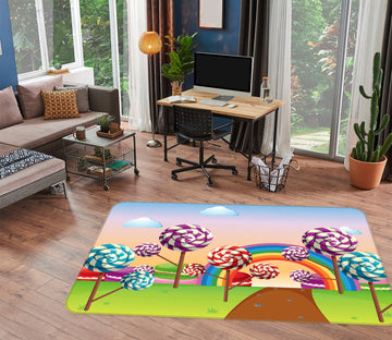3D Colorful Fruit Tree Rainbow 77012 Non Slip Rug Mat