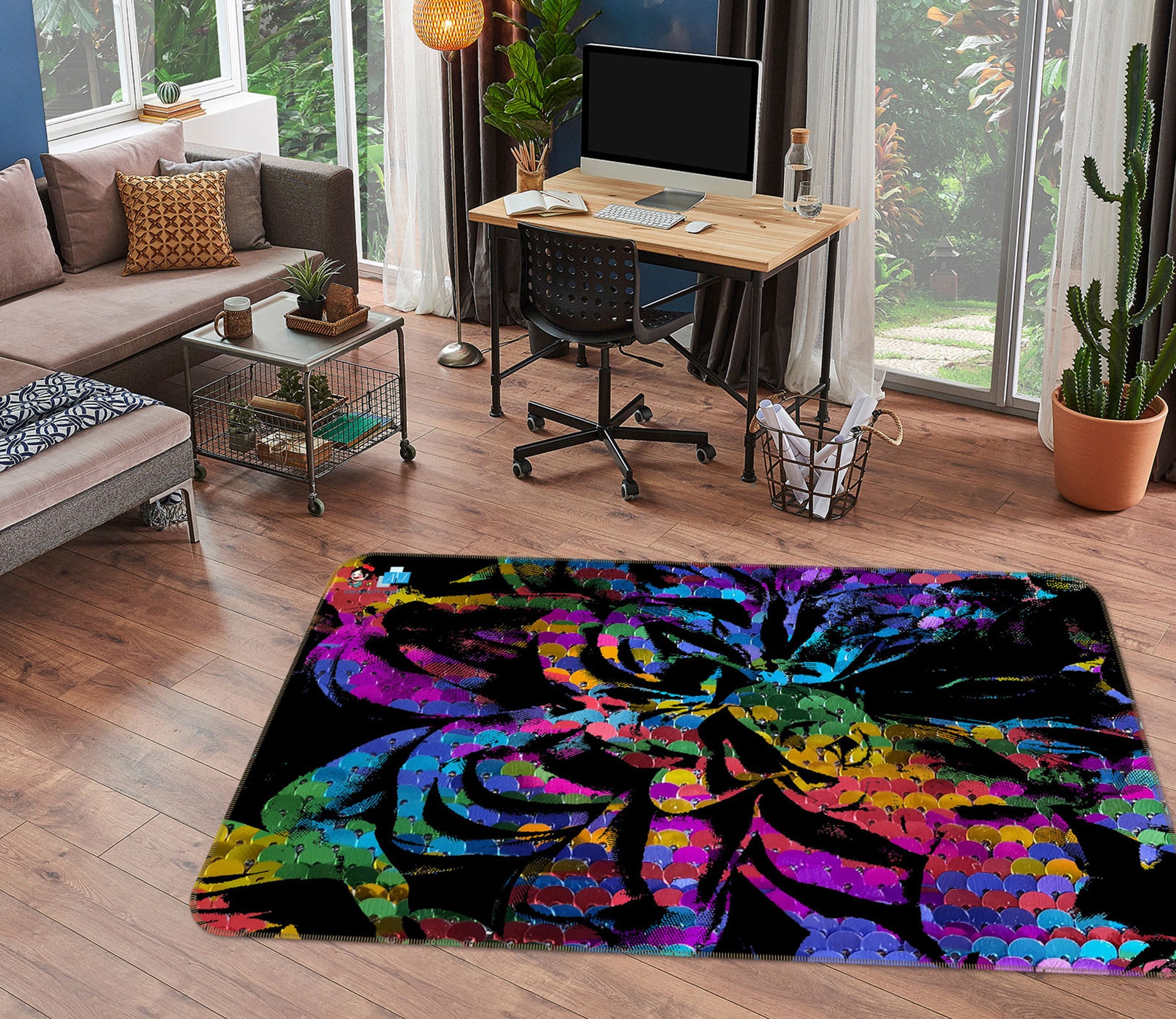 3D Color Scale Pattern 19148 Shandra Smith Rug Non Slip Rug Mat