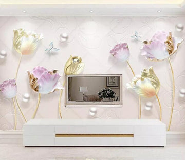 3D Pearl Lotus 1505 Wall Murals Wallpaper AJ Wallpaper 2 