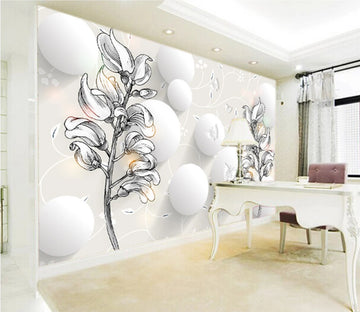 3D Sketch Flower WC360 Wall Murals