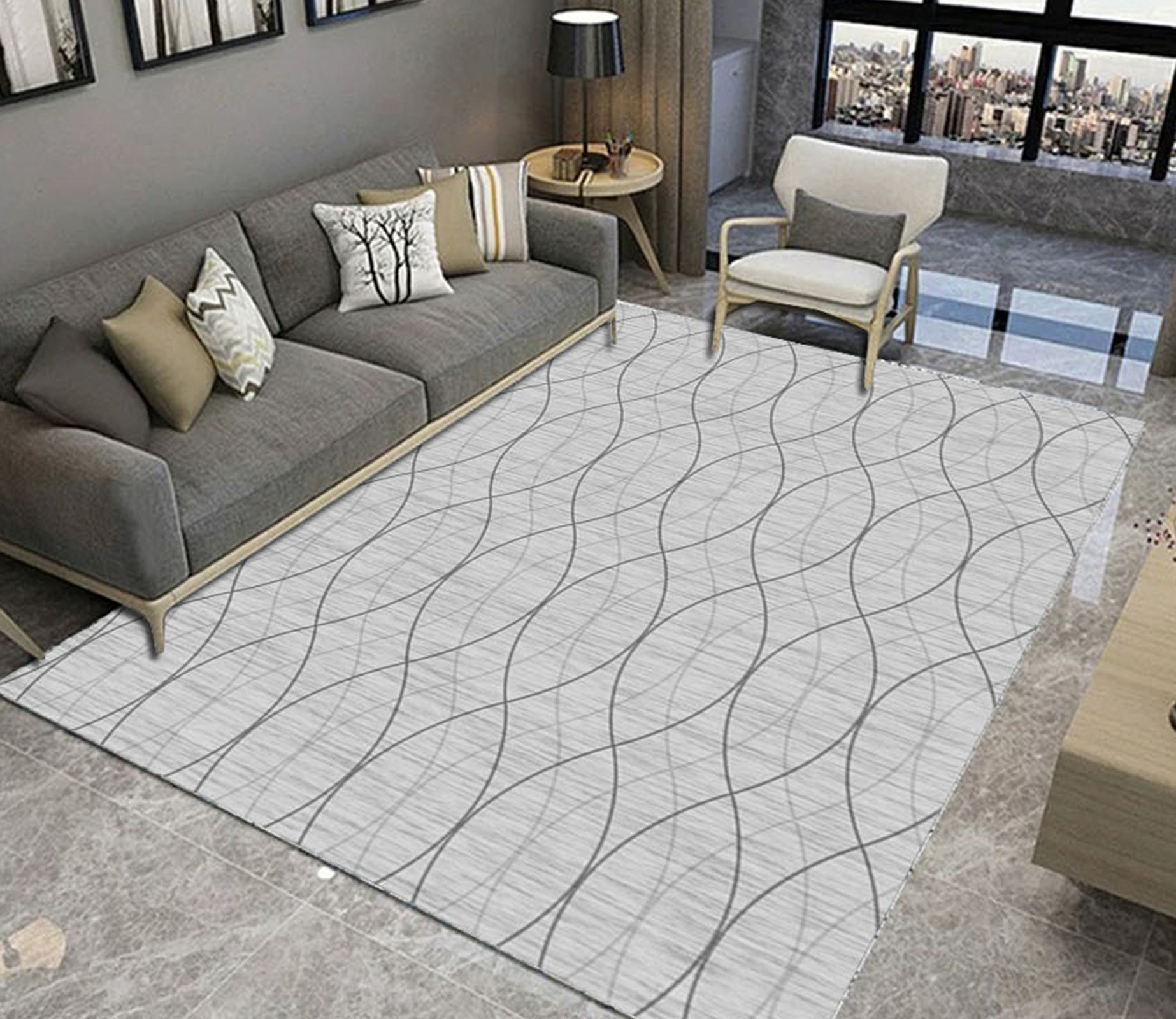 3D Gray Lines WG525 Non Slip Rug Mat Mat AJ Creativity Home 