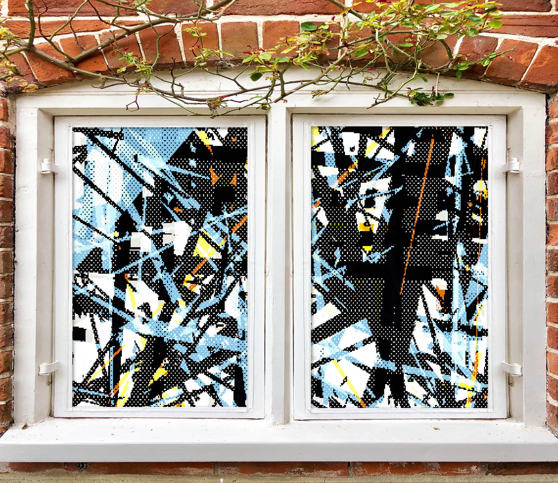 3D Mosaic Stripe 413 Window Film Print Sticker Cling Stained Glass UV Block