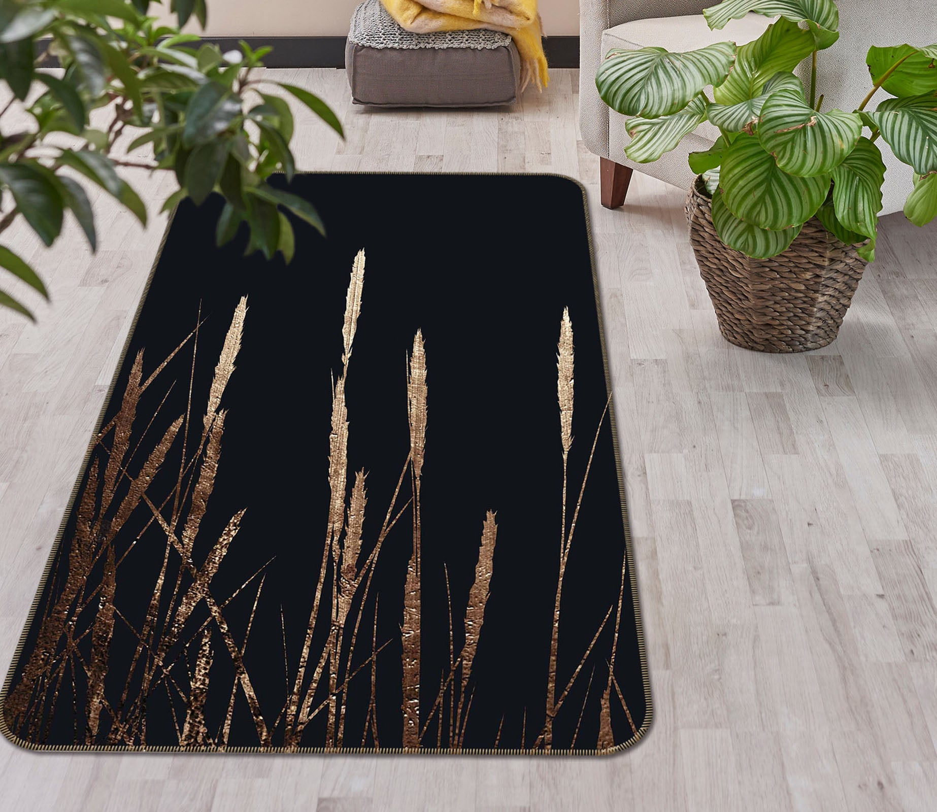 3D Golden Reed 84127 Boris Draschoff Rug Non Slip Rug Mat
