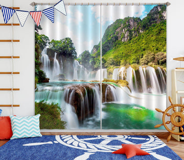3D Mountain Waterfall 849 Curtains Drapes Wallpaper AJ Wallpaper 