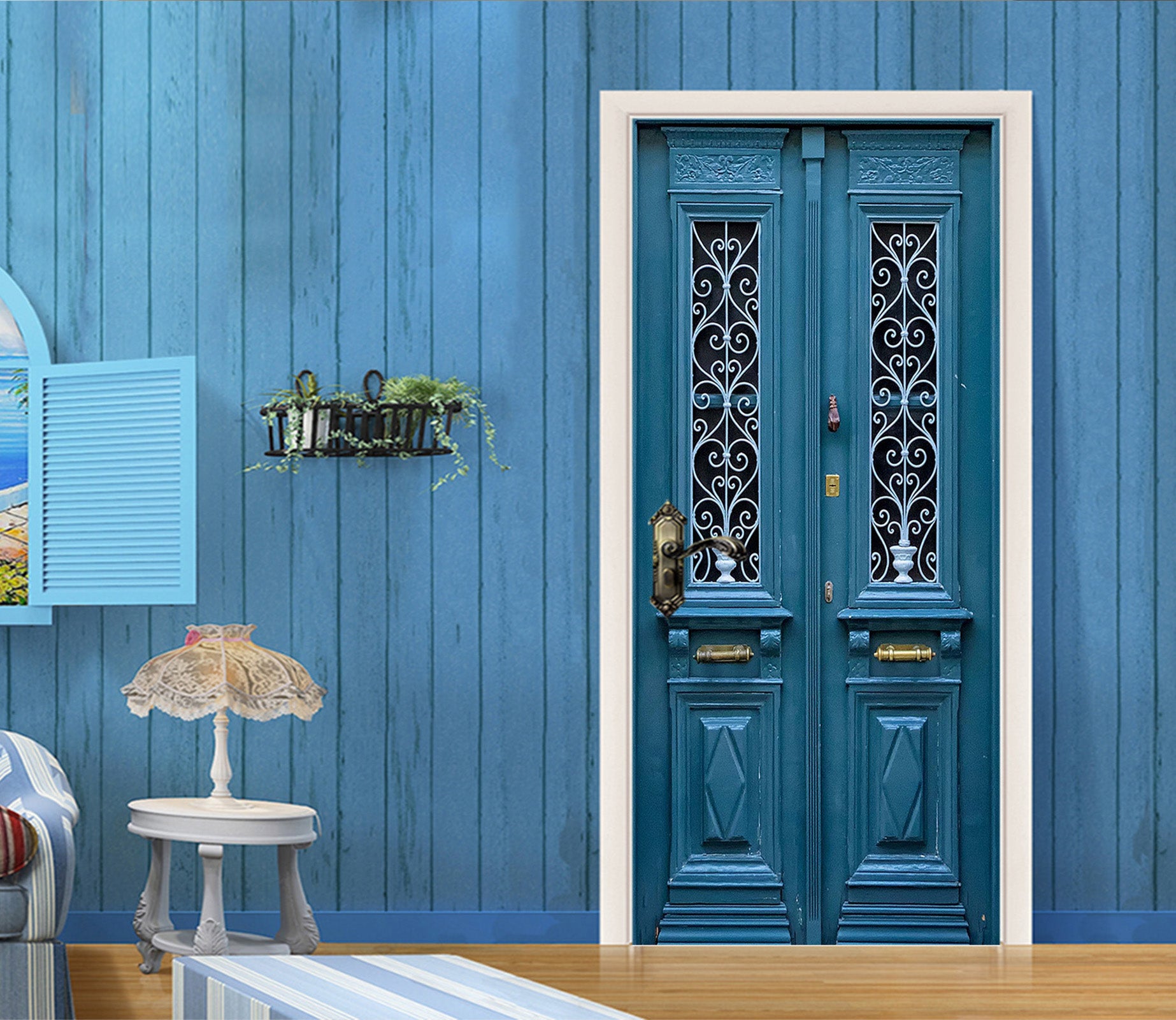 3D Blue Door 012 Door Mural