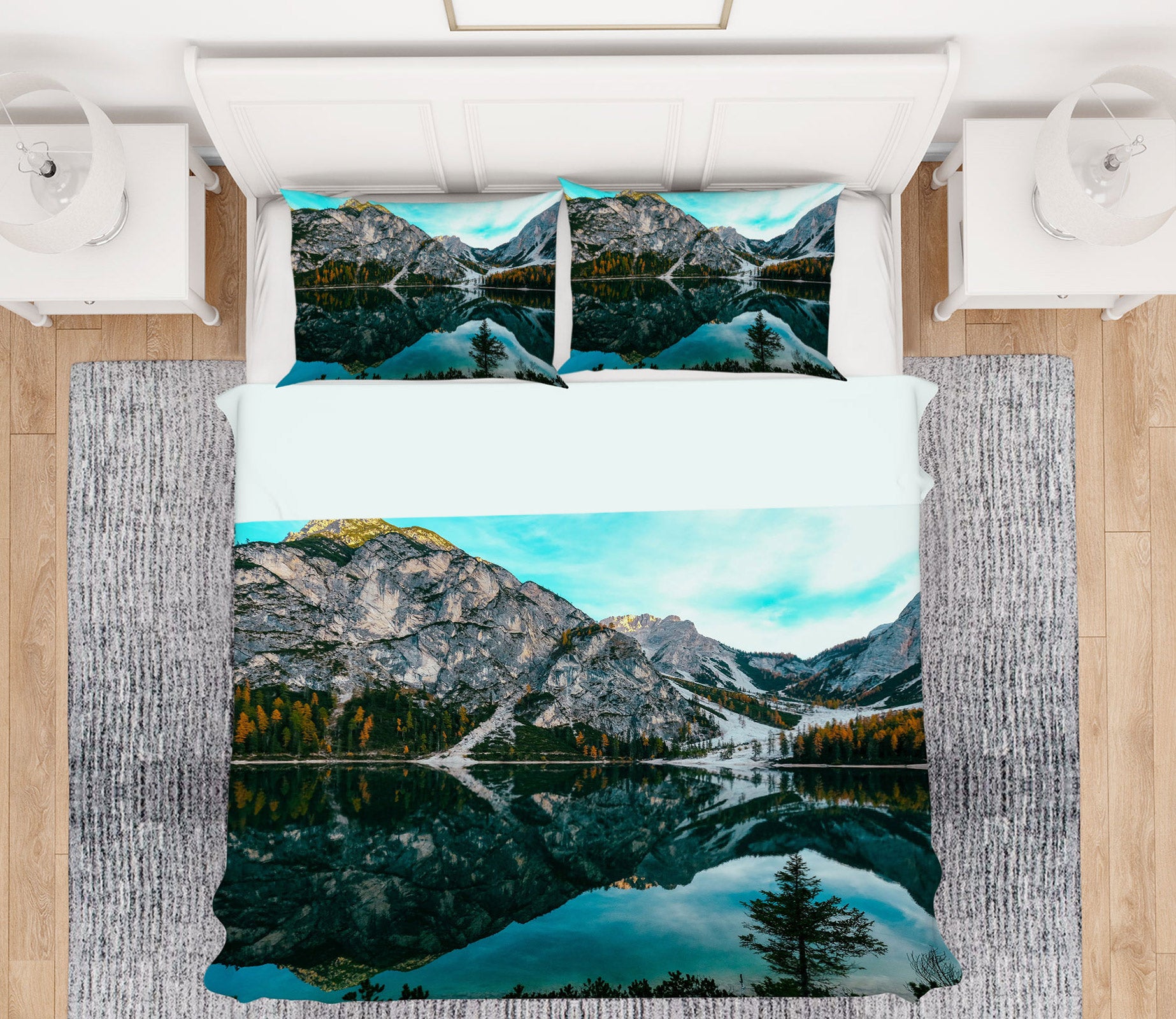 3D Mountain Lake 12216 Bed Pillowcases Quilt