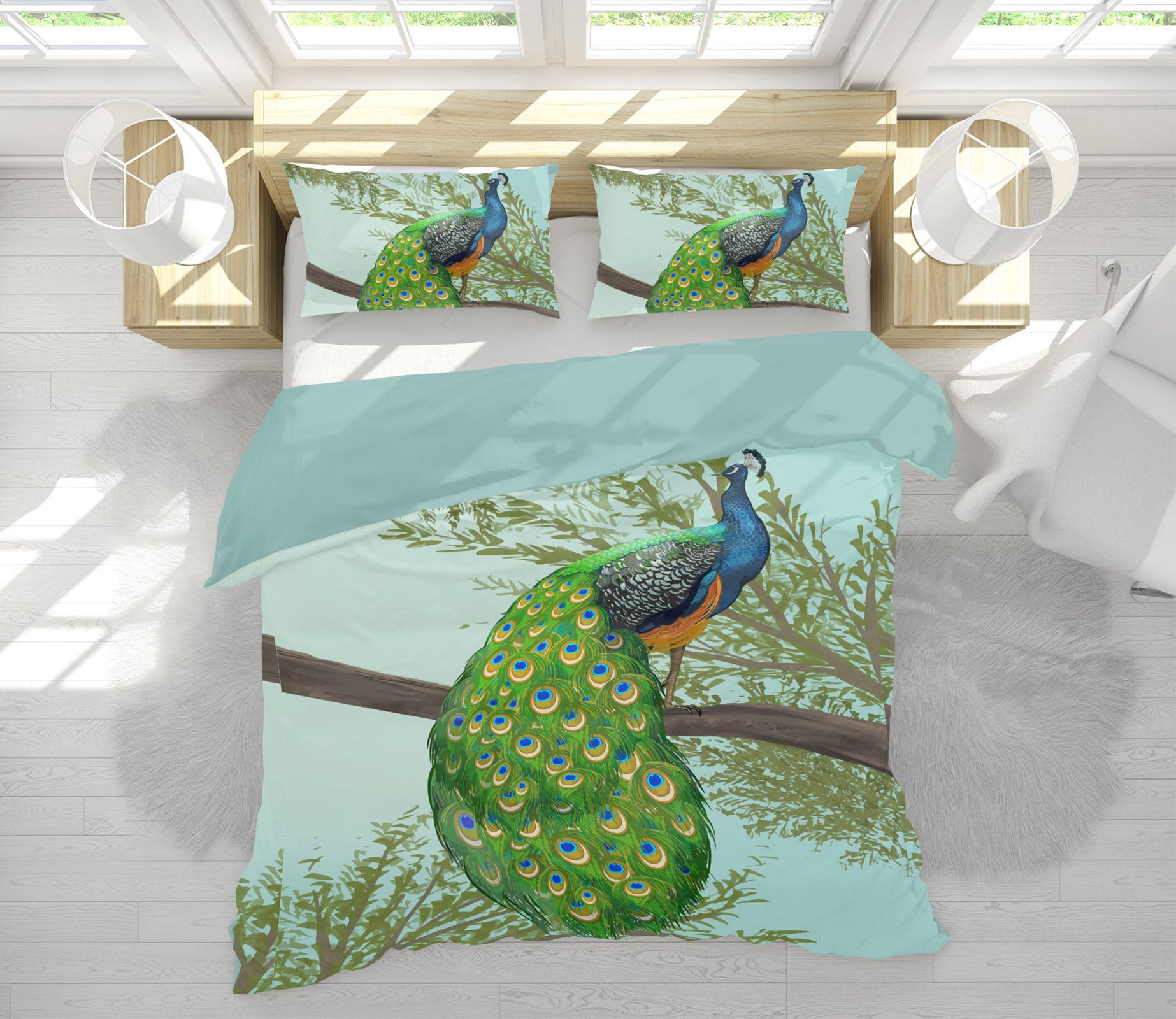 3D Branch Peacock 61108 Bed Pillowcases Quilt
