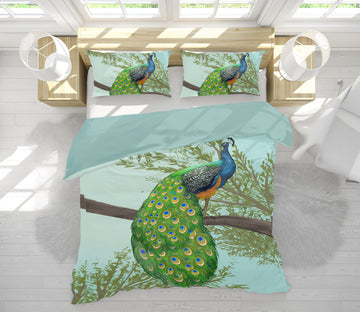 3D Branch Peacock 61108 Bed Pillowcases Quilt