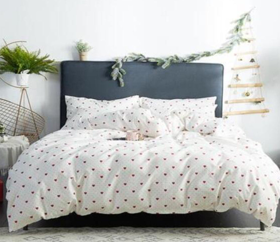 3D White Small Heart 17180 Bed Pillowcases Quilt