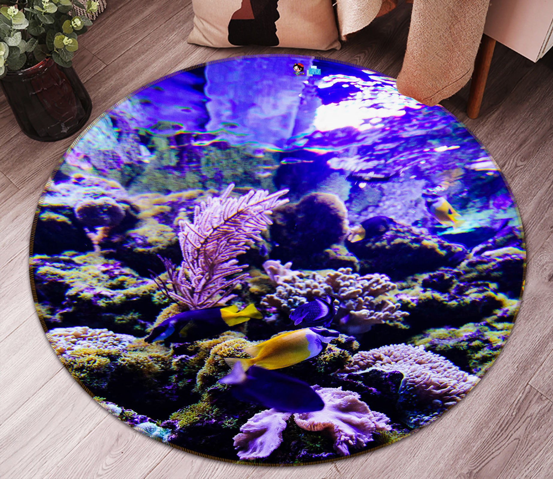 3D Fish 69102 Round Non Slip Rug Mat