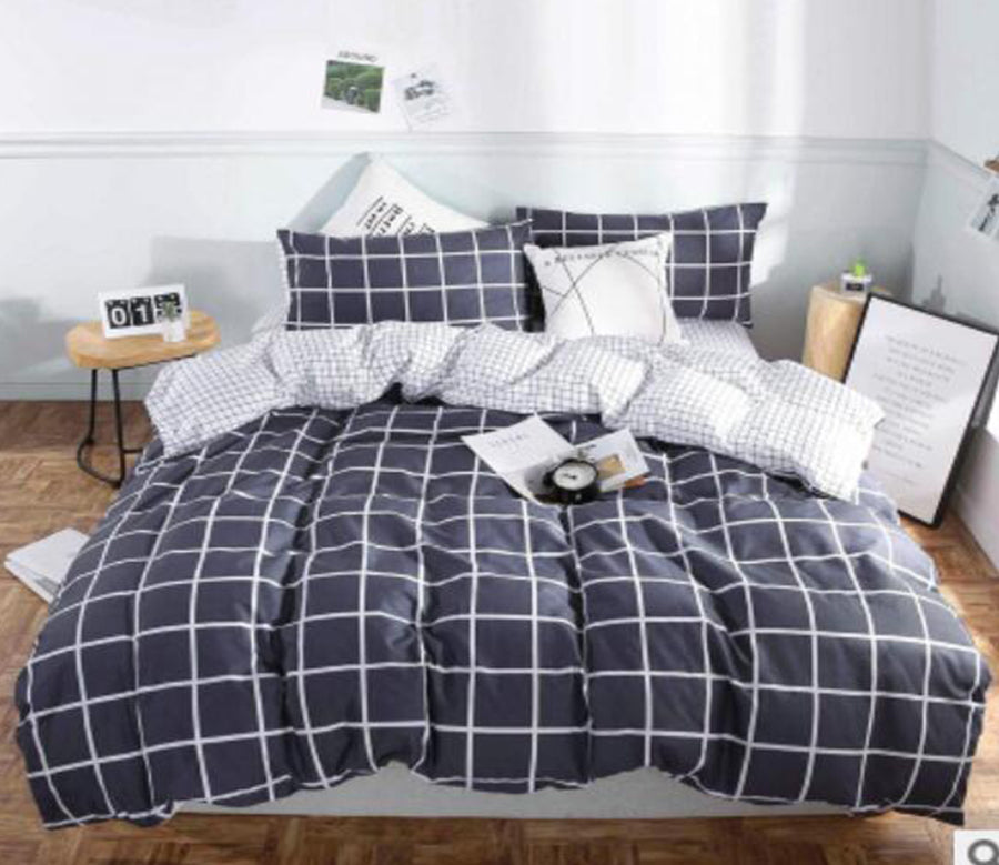 3D Dark Gray Grid 30275 Bed Pillowcases Quilt