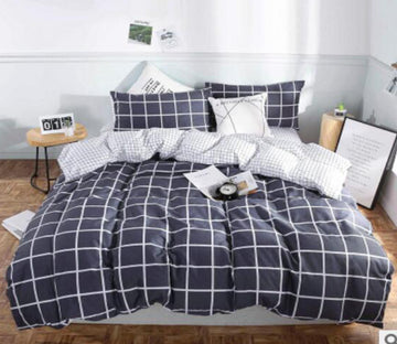 3D Dark Gray Grid 30275 Bed Pillowcases Quilt