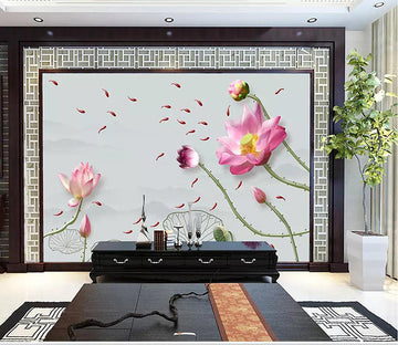 3D Lotus Goldfish 1802 Wall Murals Wallpaper AJ Wallpaper 2 
