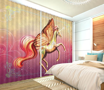 3D Winged Unicorn 105 Rose Catherine Khan Curtain Curtains Drapes Curtains AJ Creativity Home 