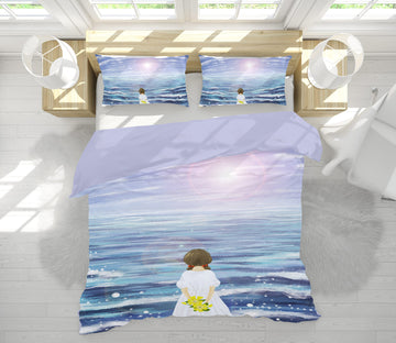 3D Sea Surface Girl 12005 Bed Pillowcases Quilt