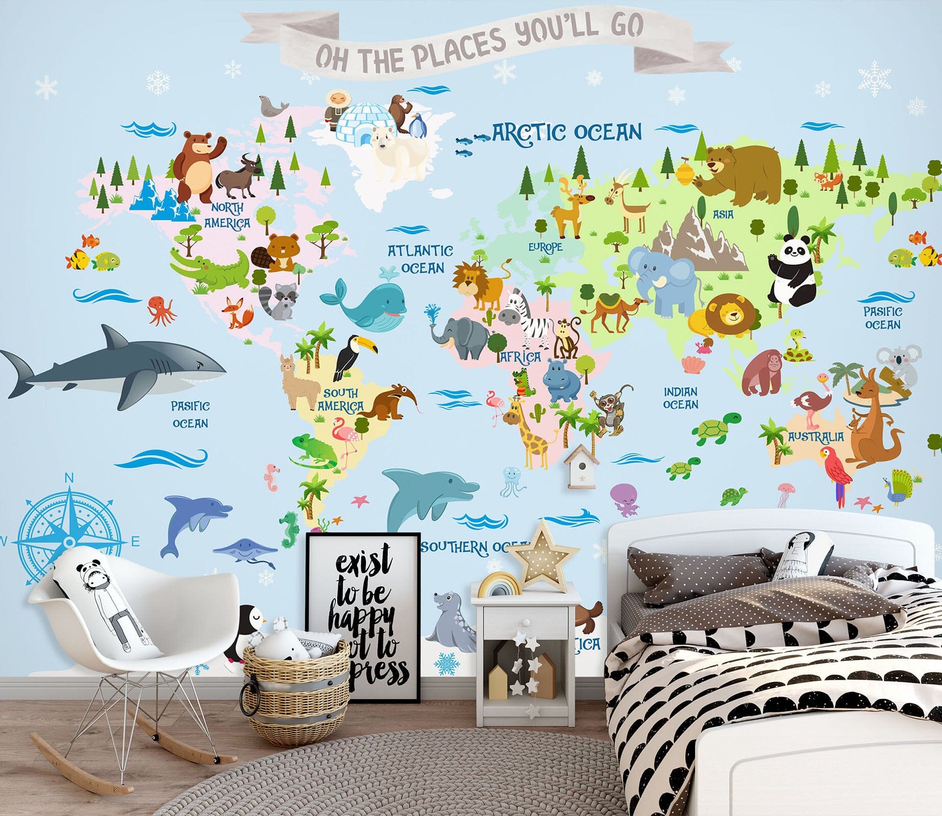 3D Animal Family 2152 World Map Wall Murals Wallpaper AJ Wallpaper 2 