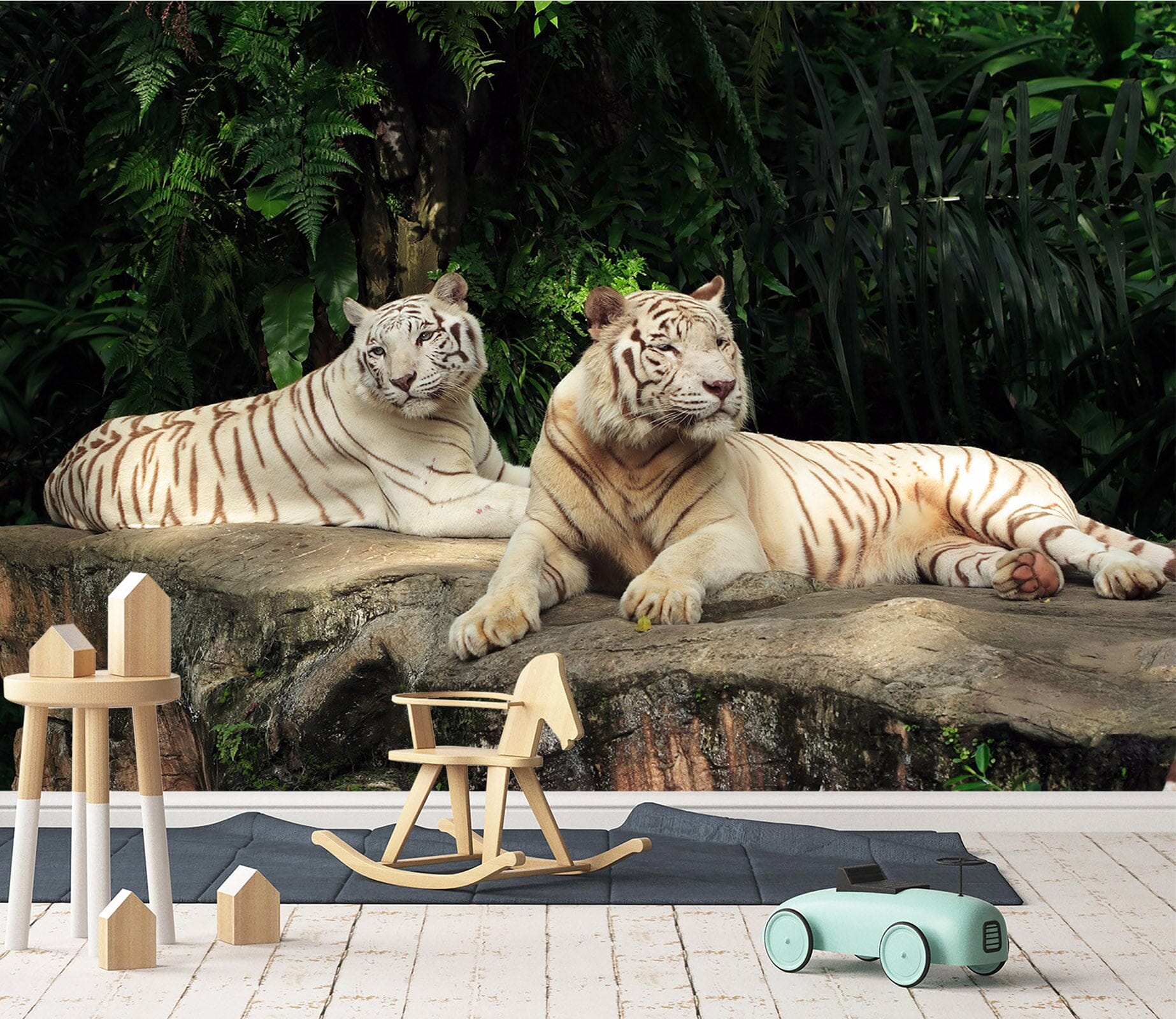 3D Two Tigers 123 Wall Murals Wallpaper AJ Wallpaper 2 