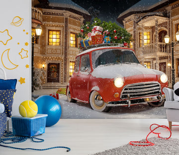 3D Christmas Gift Car 323 Vehicle Wall Murals