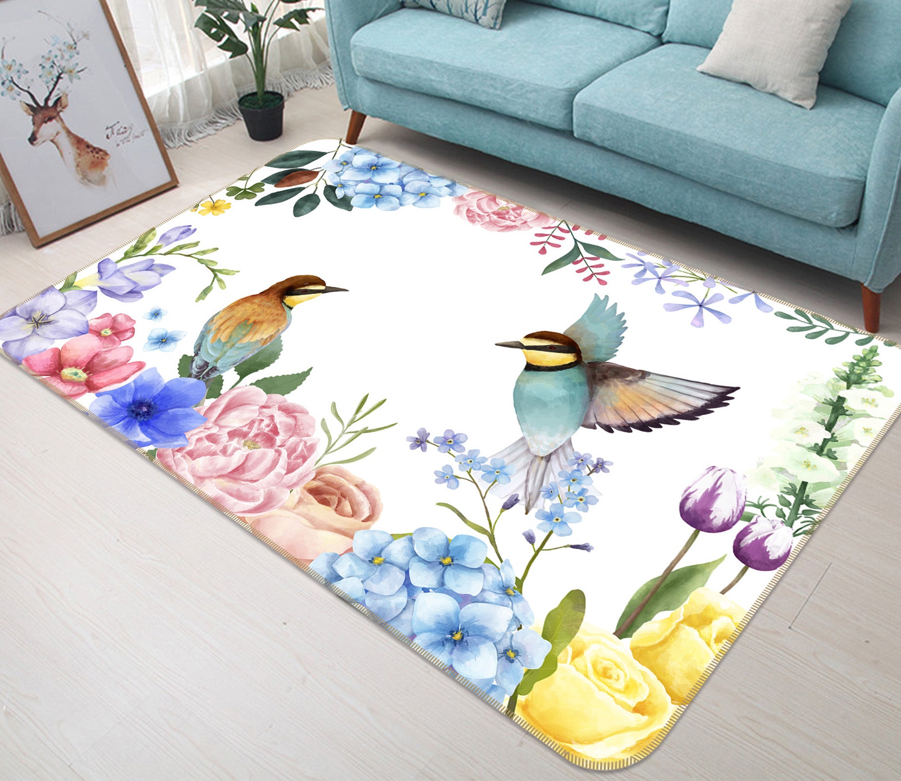 3D Flower Bird 30146 Non Slip Rug Mat