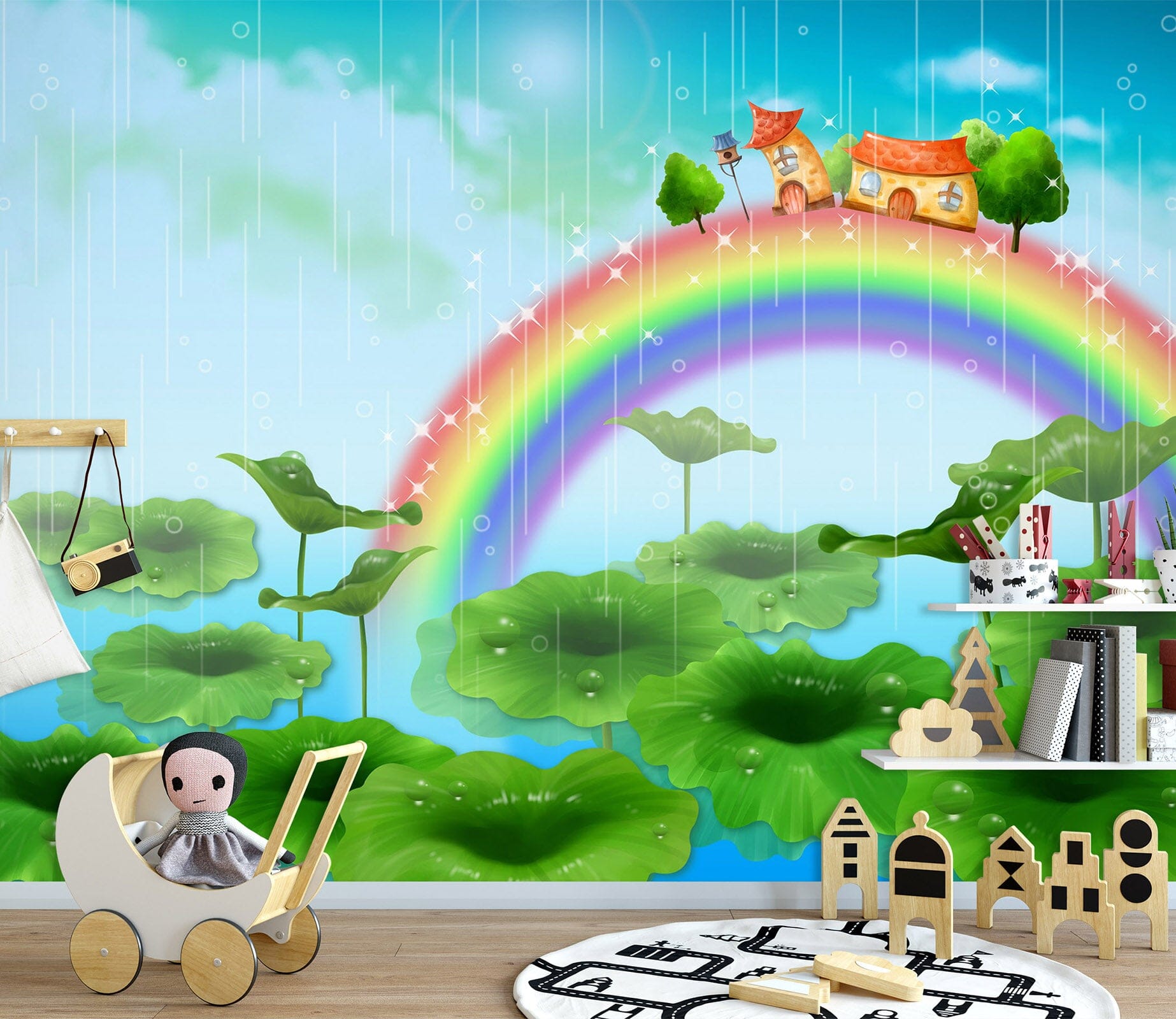 3D Rainbow Lotus Pond 1710 Wall Murals Wallpaper AJ Wallpaper 2 