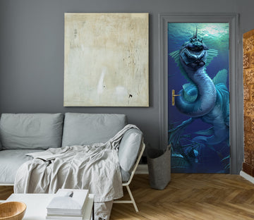 3D Undersea Dragon 631 Tom Wood Door Mural