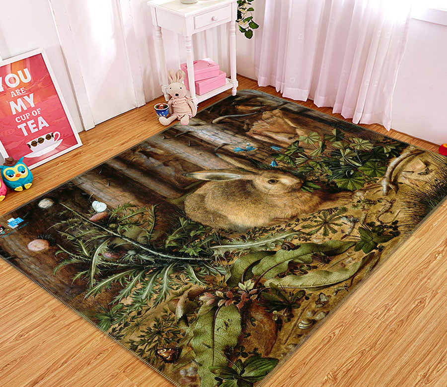 3D Jungle Rabbit 66127 Non Slip Rug Mat