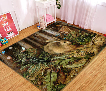 3D Jungle Rabbit 66127 Non Slip Rug Mat