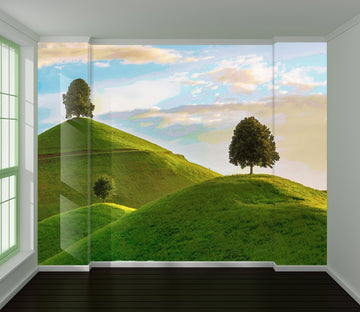 3D Green Hillside Lawn Tree 9191 Alius Herb Wall Mural Wall Murals