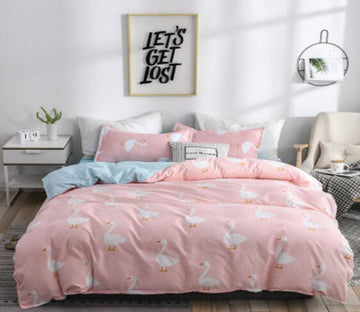 3D Big White Goose 4003 Bed Pillowcases Quilt