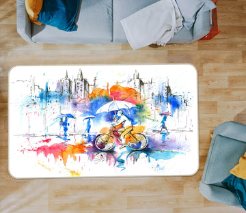 3D Watercolor Car Umbrella 65110 Non Slip Rug Mat
