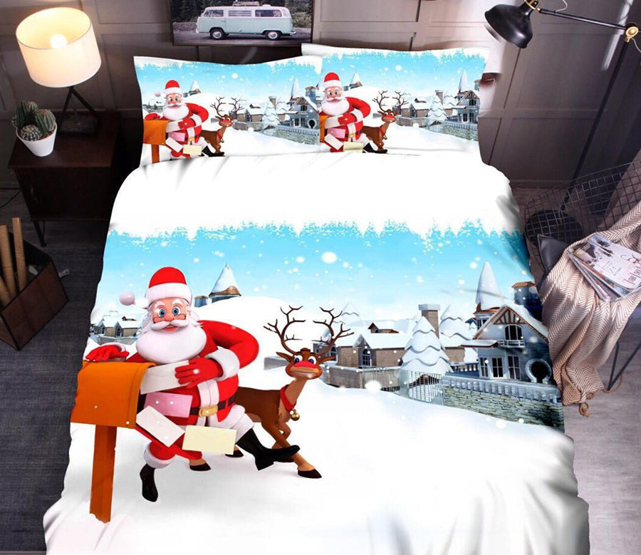 3D Santa Claus 45218 Christmas Quilt Duvet Cover Xmas Bed Pillowcases