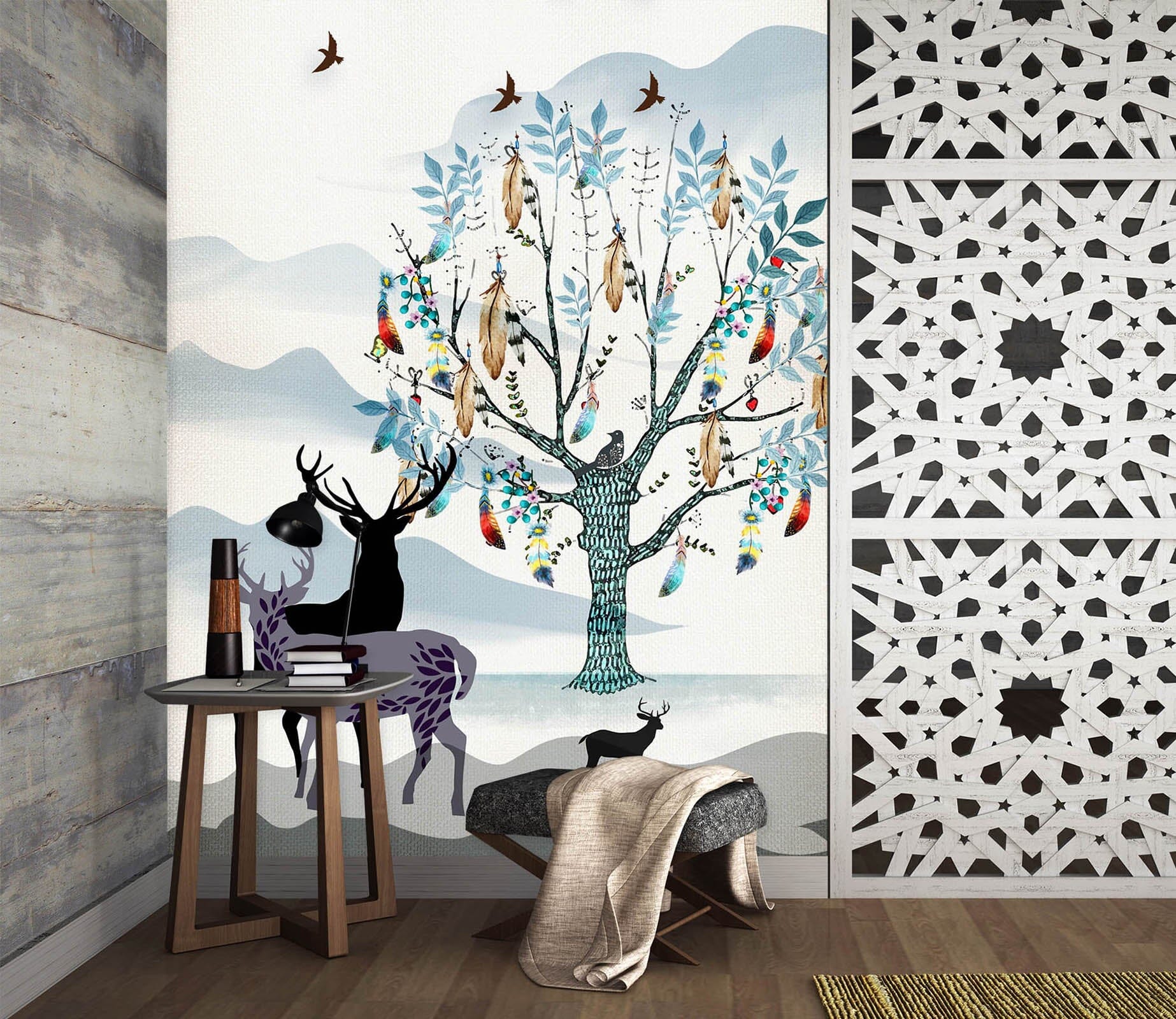 3D Forest Deer 052 Wall Murals Wallpaper AJ Wallpaper 2 