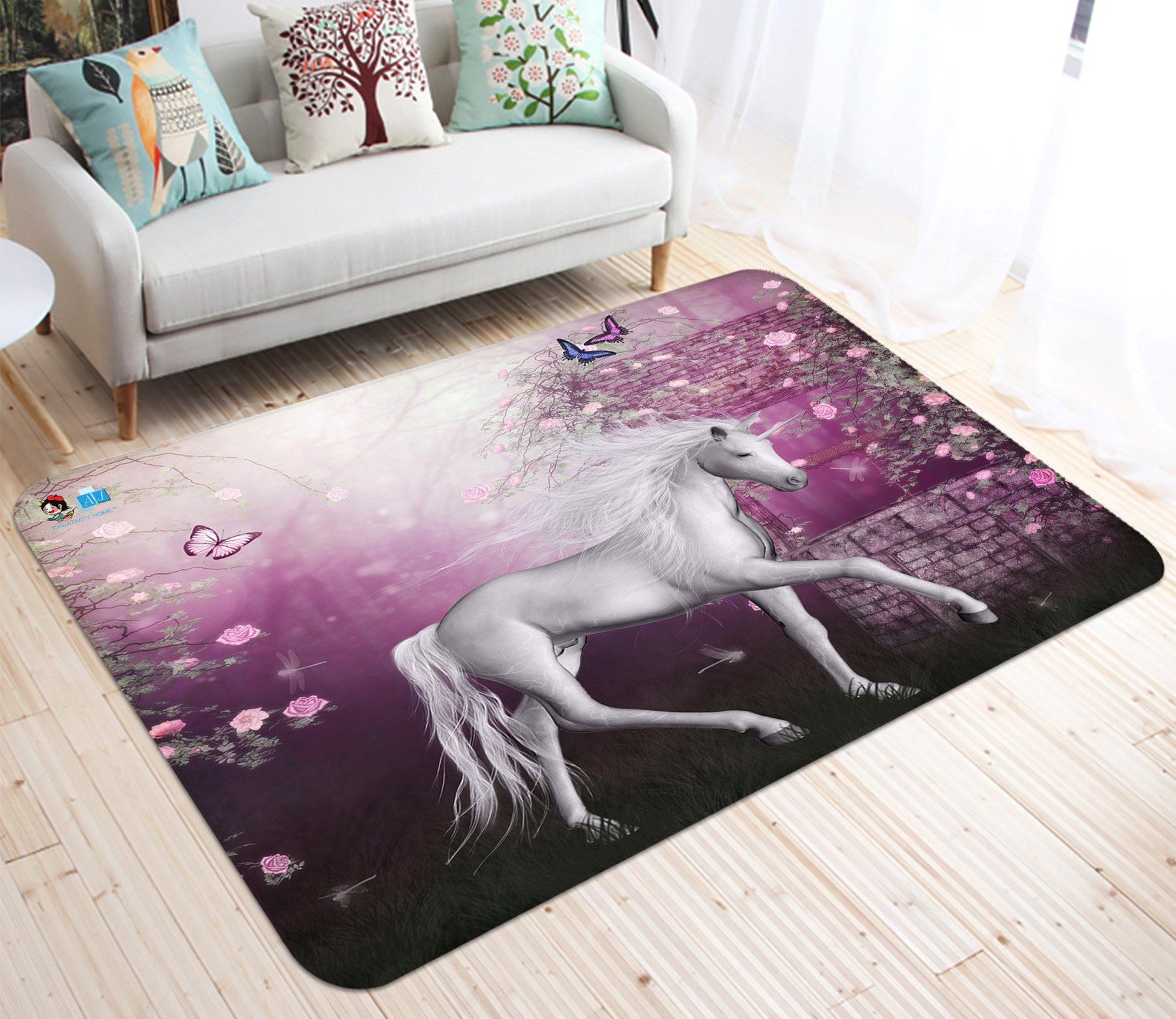 3D Flower Butterfly Unicorn 22 Non Slip Rug Mat Mat AJ Creativity Home 