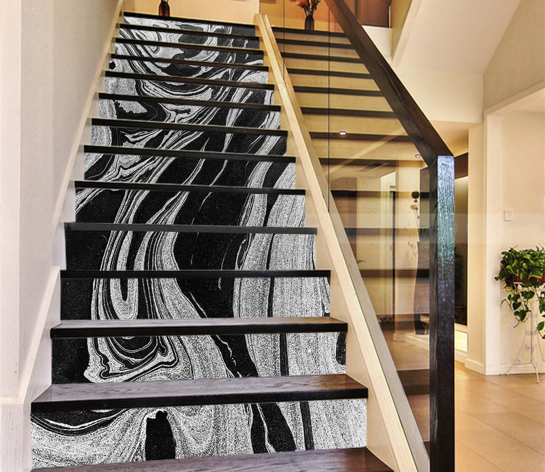 3D Mixed Ink 652 Marble Tile Texture Stair Risers Wallpaper AJ Wallpaper 