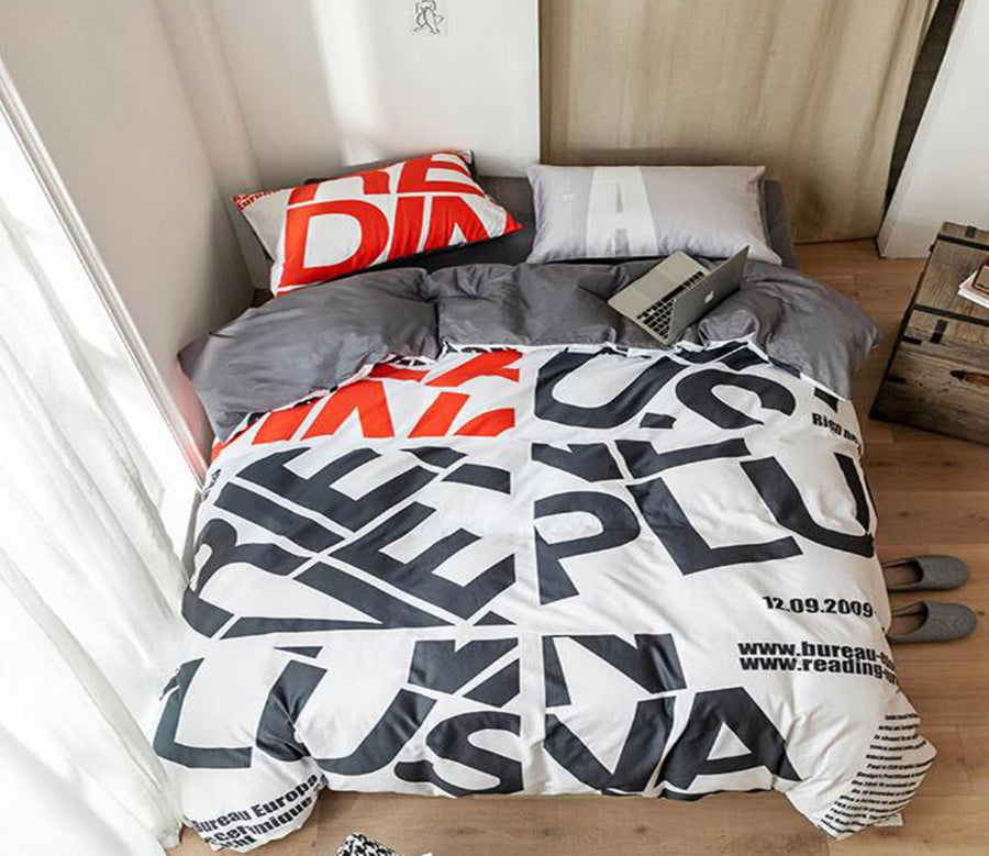 3D English Alphabet 7080 Bed Pillowcases Quilt