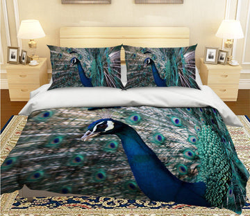 3D Opening Tail Peacock 1982 Bed Pillowcases Quilt Quiet Covers AJ Creativity Home 
